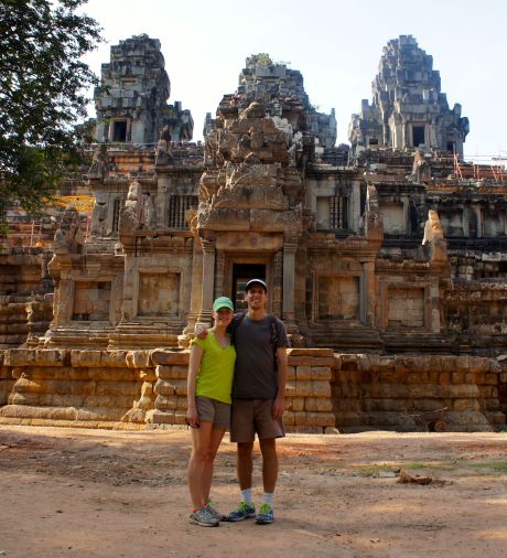 In front of Ta Keo temple.