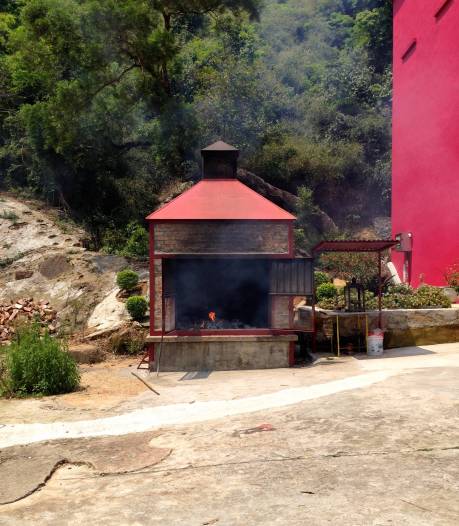 One of several ovens for incinerating offerings at 10,000 Buddhas Monastery.